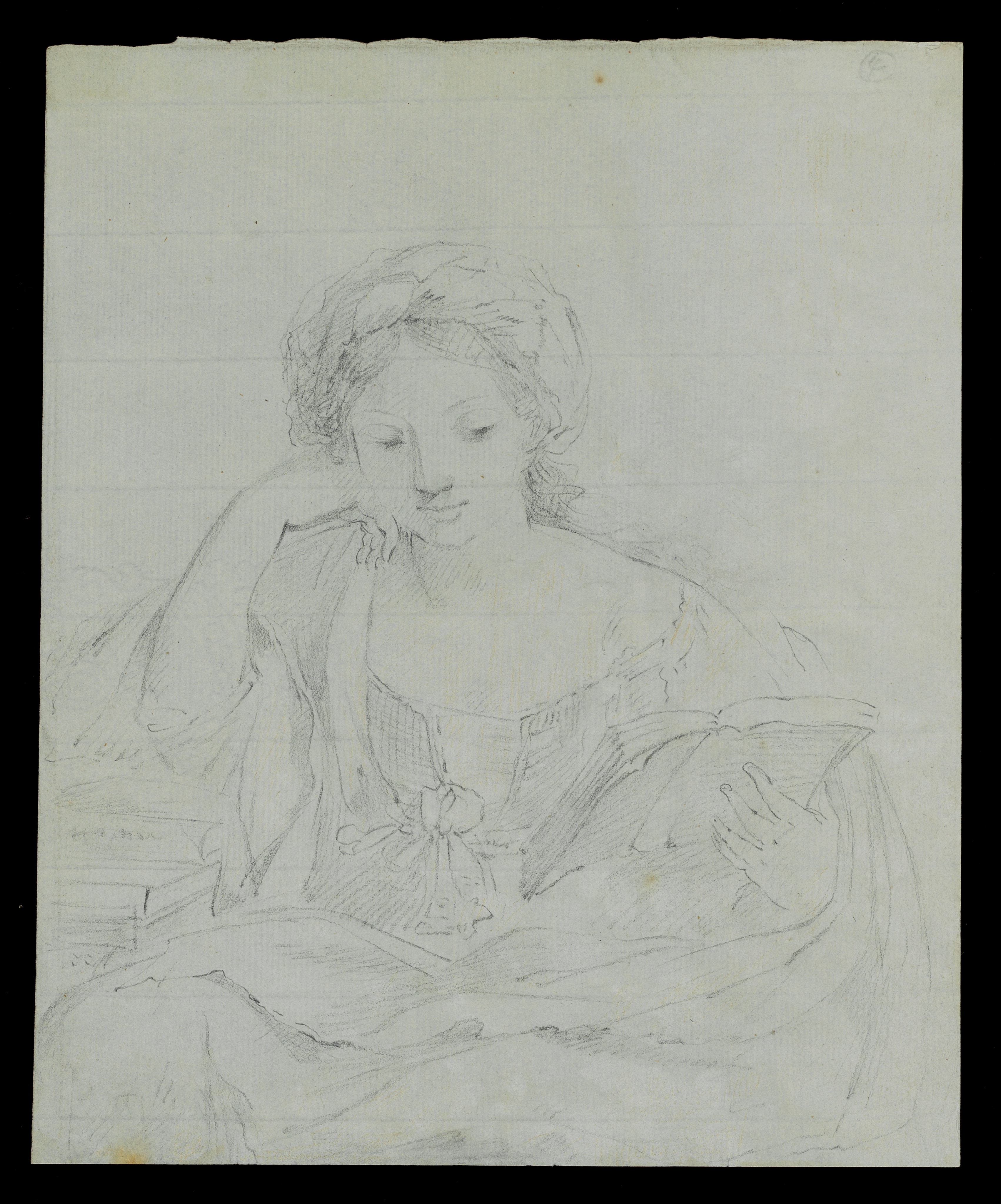 Drawing of a landscape with a domed building and trees to the left. Inscribed on recto, to top left (handwritten in ink): '42' and to top right (handwritten in pencil): 'Villa Molena / June 5 - 75'. Made by Joseph Wright of Derby (1734 - 1797), 1775. Pencil on paper. Displayed in a cream window mount.