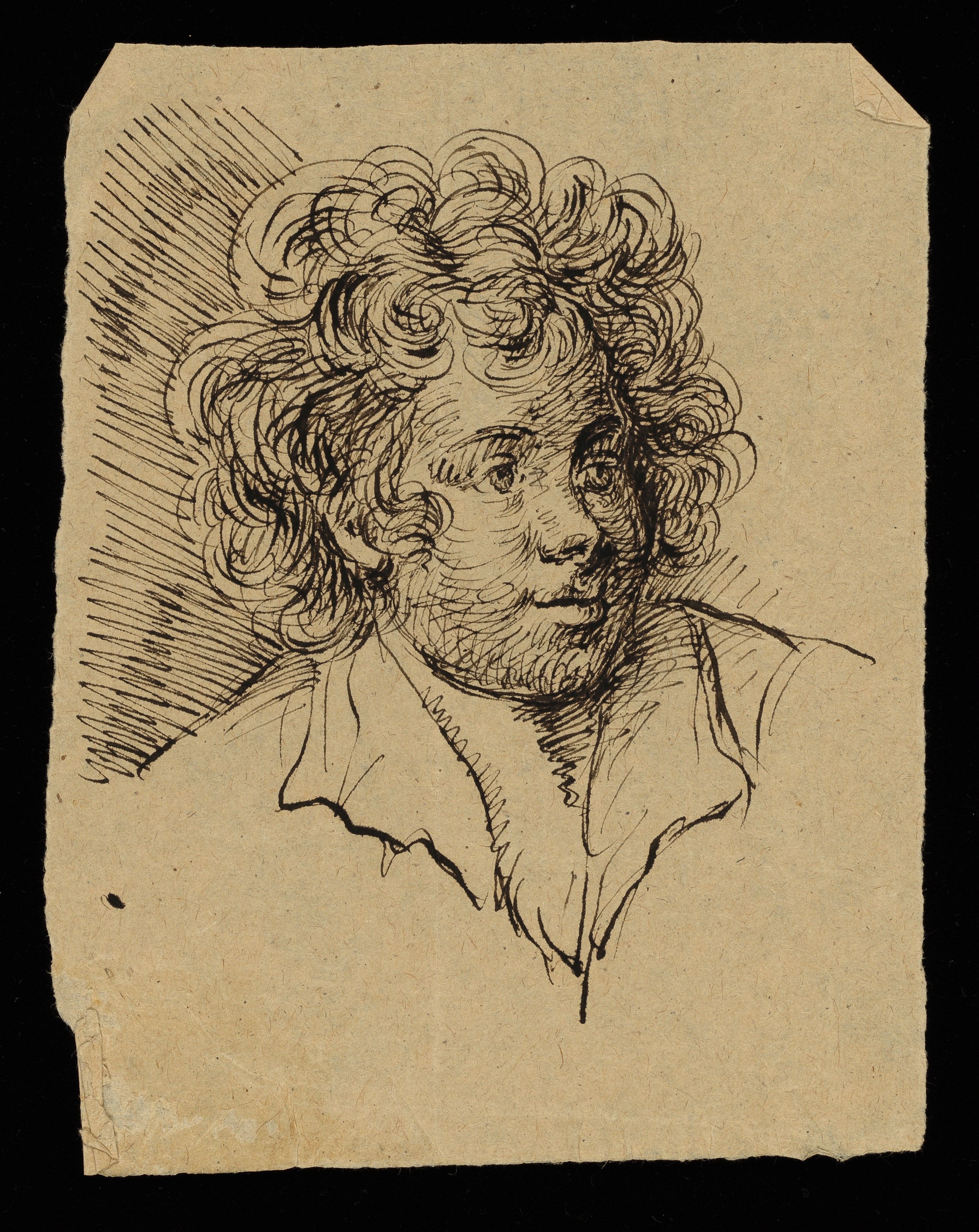 Drawing by unknown artist; 'Head of a Boy or Youth,' drawn in pen and ink; height 8 1/8 in 6 3/8 in