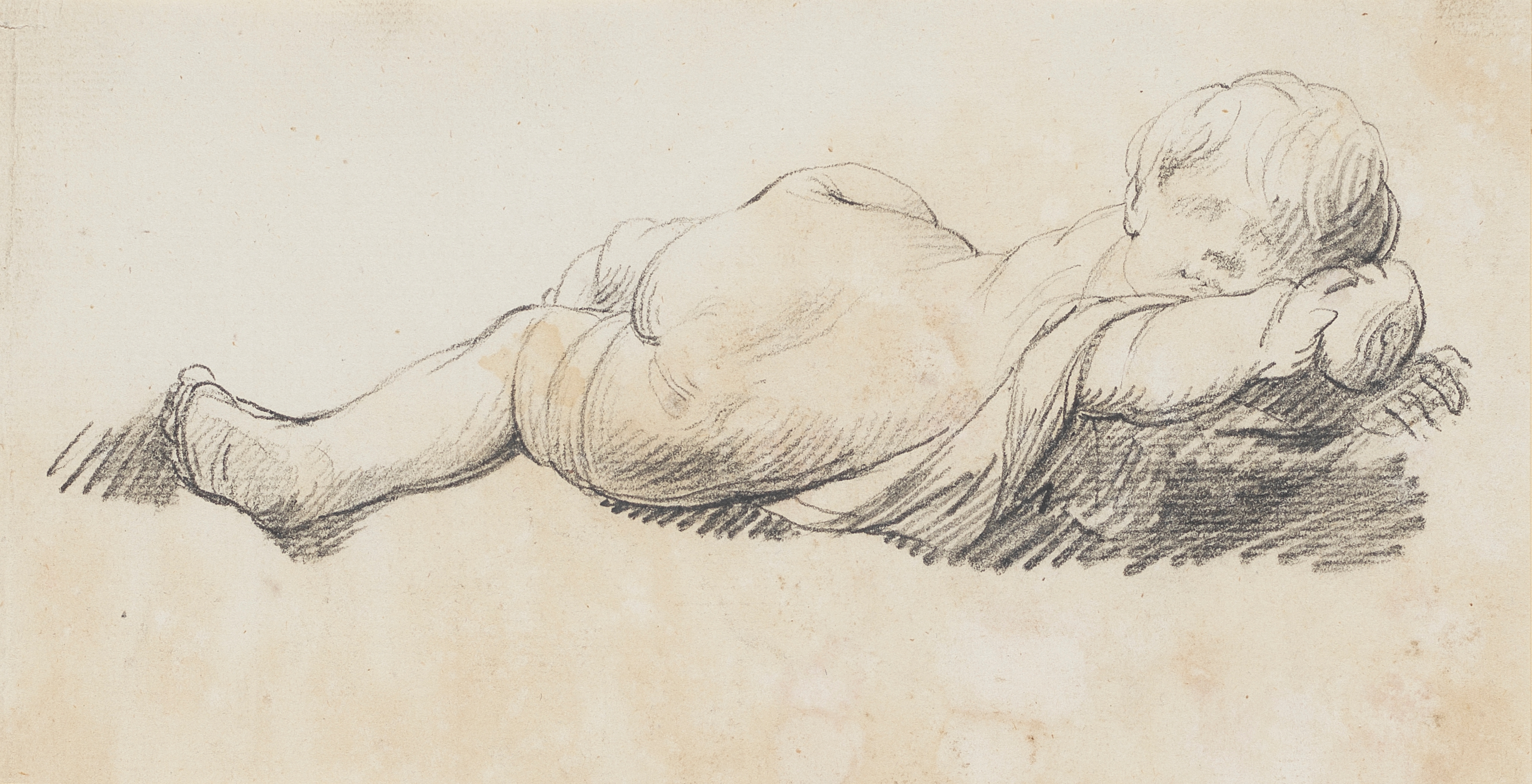 Drawing by unknown artist; 'Head of a Boy or Youth,' drawn in pen and ink; height 8 1/8 in 6 3/8 in