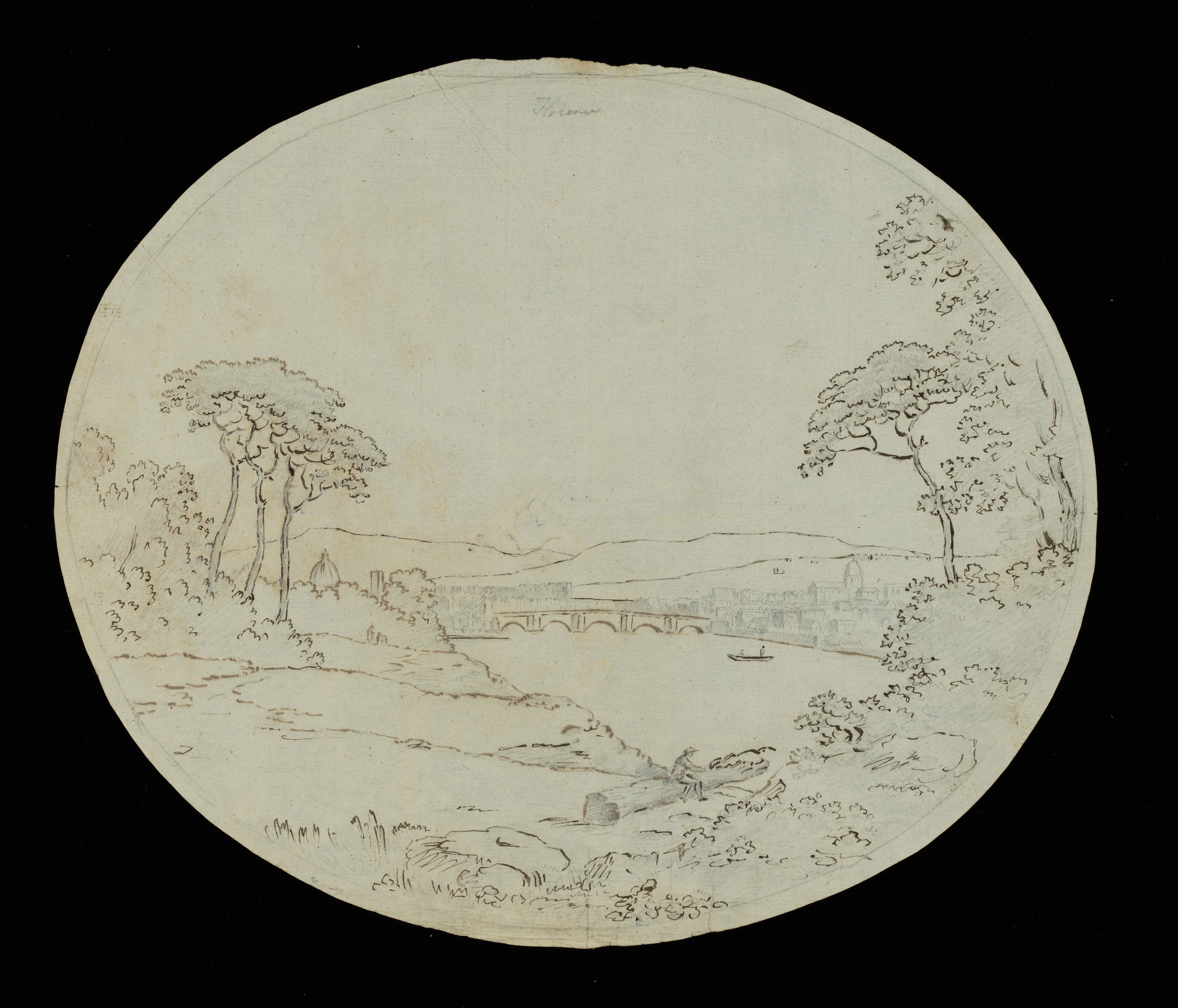 Drawing by unknown artist; 'Head of a Boy or Youth,' drawn in pen and ink; height 8 1/8 in 6 3/8 in