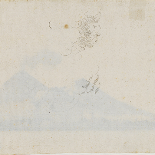 Drawing of foliage or possibly smoke plumes. Inscribed with accession number in pencil. Watermark visible in centre of sheet. Made by Joseph Wright of Derby (1734-1797), c. 1774-1775. Pencil on laid paper. Displayed in a cream window mount.