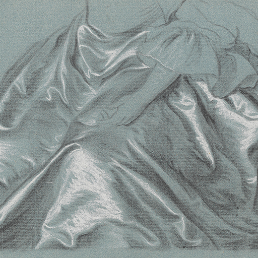 Study of a Detail Part of a Lady's Satin Gown. Black and white chalk on blue paper, 87/8 x 10 15/16 (22.3 x 27.8cms). This study is an adaptation of Thomas Hudson's portrait of Mrs Cartwright and is very similar to that shown in Nicolson plate 24, Mrs Pigot.
